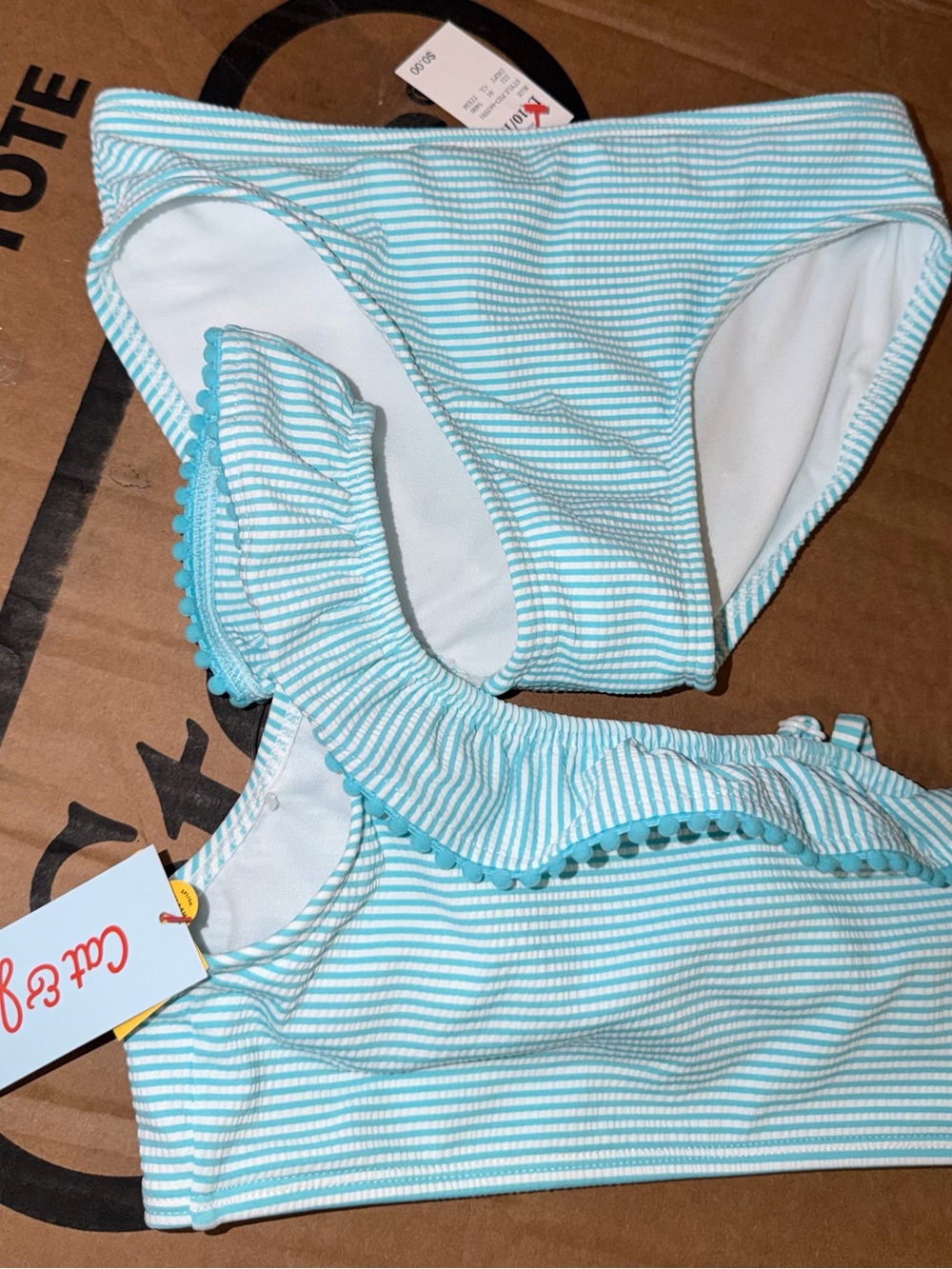 Target Girls Aqua White Striped Two-Piece Swim Set